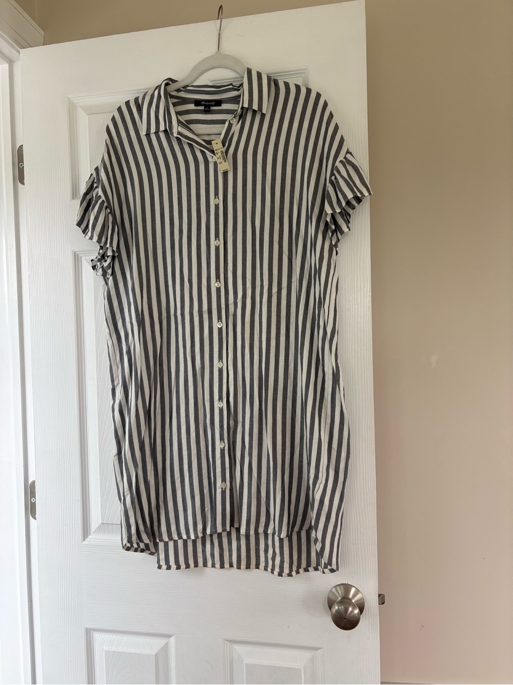 Madewell Black & White Striped Button-Up Blouse